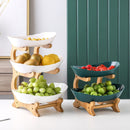 Tabletop Fruit Bowl with Bamboo Stand