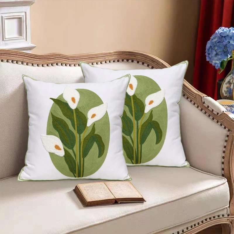Embroidered Flower Cushion Cover