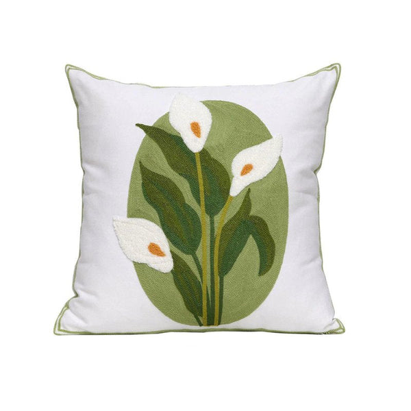 Embroidered Flower Cushion Cover