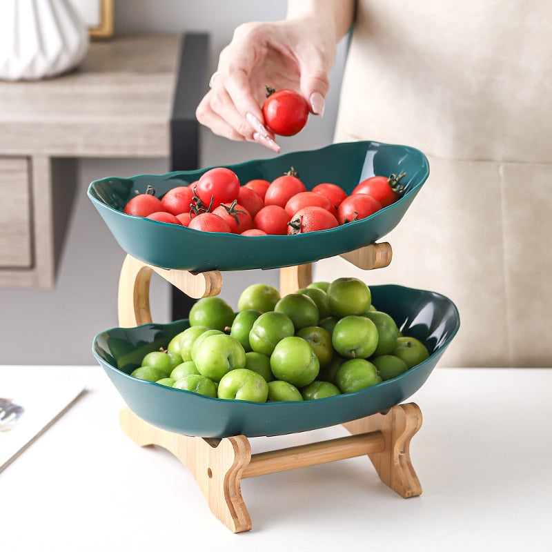 Tabletop Fruit Bowl with Bamboo Stand