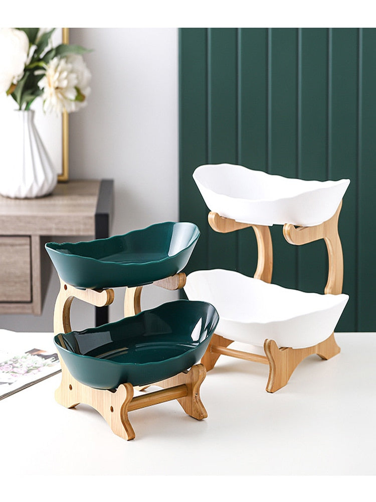 Tabletop Fruit Bowl with Bamboo Stand