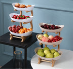 Tabletop Fruit Bowl with Bamboo Stand