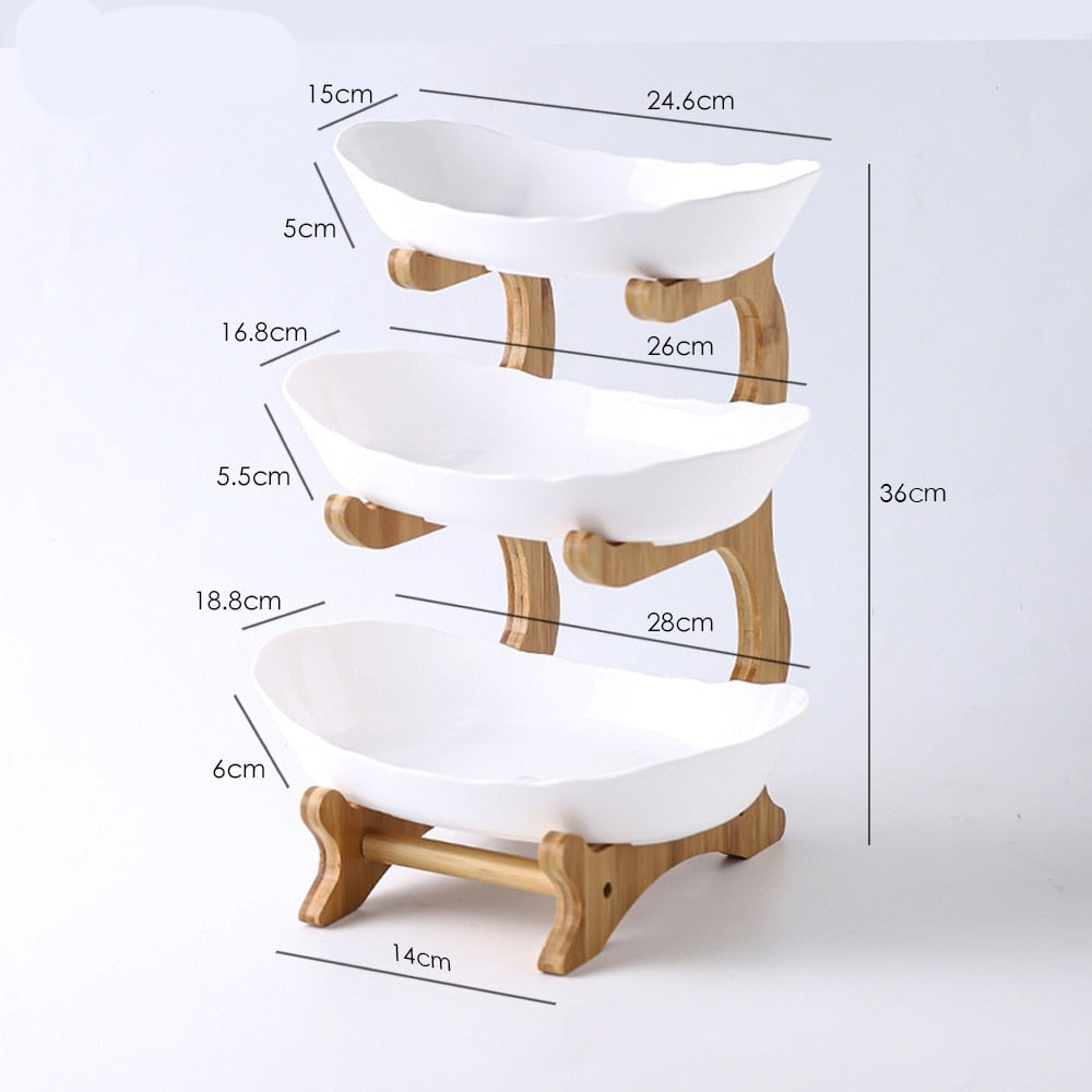 Tabletop Fruit Bowl with Bamboo Stand