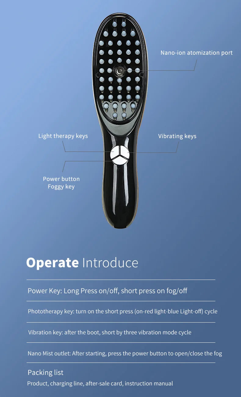 Electric Massage Comb with LED and Vibration