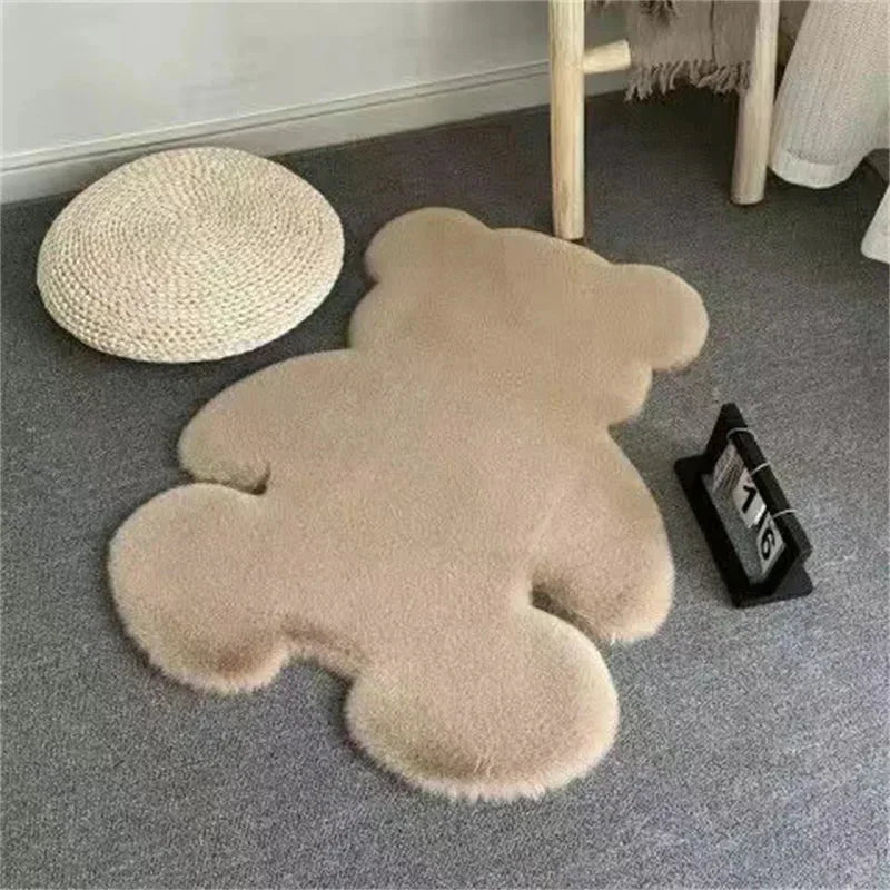Bear Shaped Plush Bedroom Rug