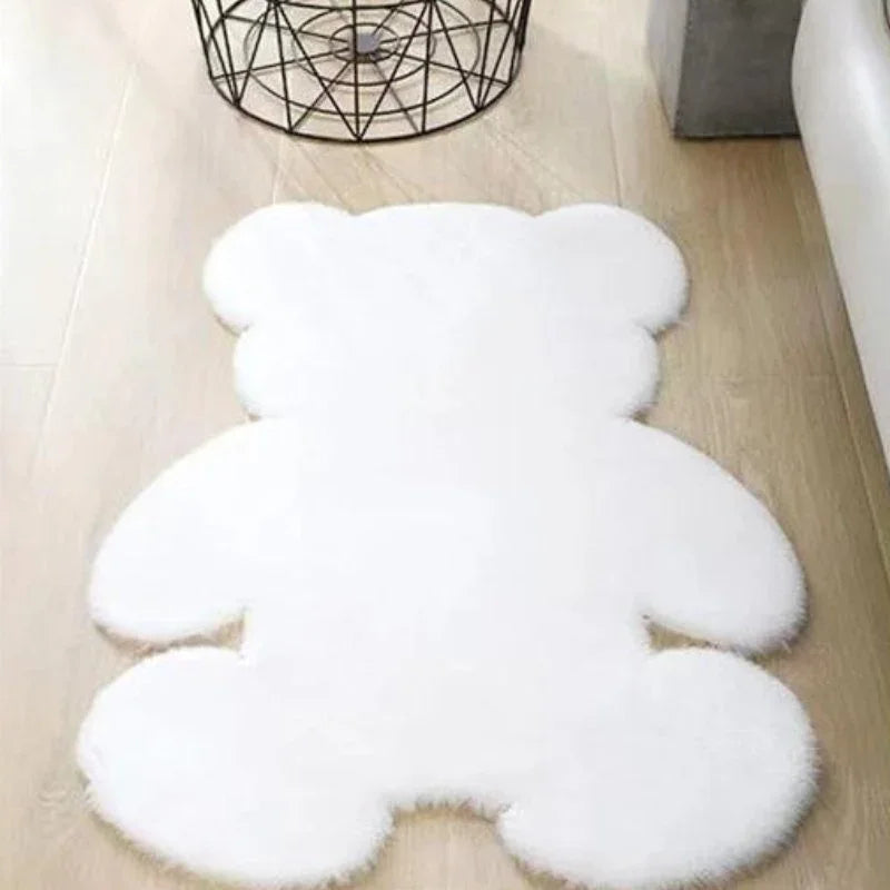 Bear Shaped Plush Bedroom Rug