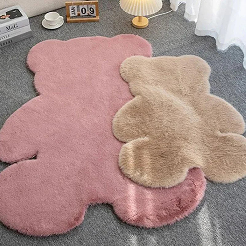 Bear Shaped Plush Bedroom Rug