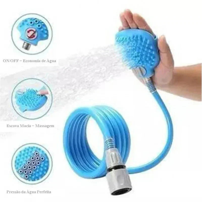 Massage Glove with Silicone Hose for Pet Bath